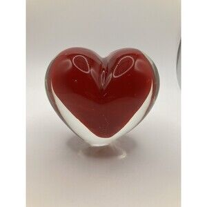 Red Heart Paper Weight Murano-Style Glass Desk Valentine's Office Decor